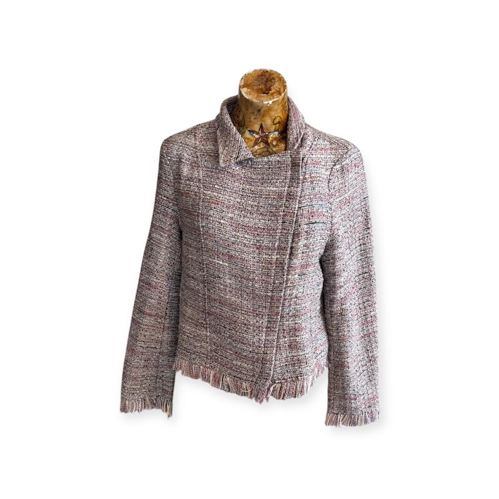 Chic Tweed Jacket In Pink And Gray